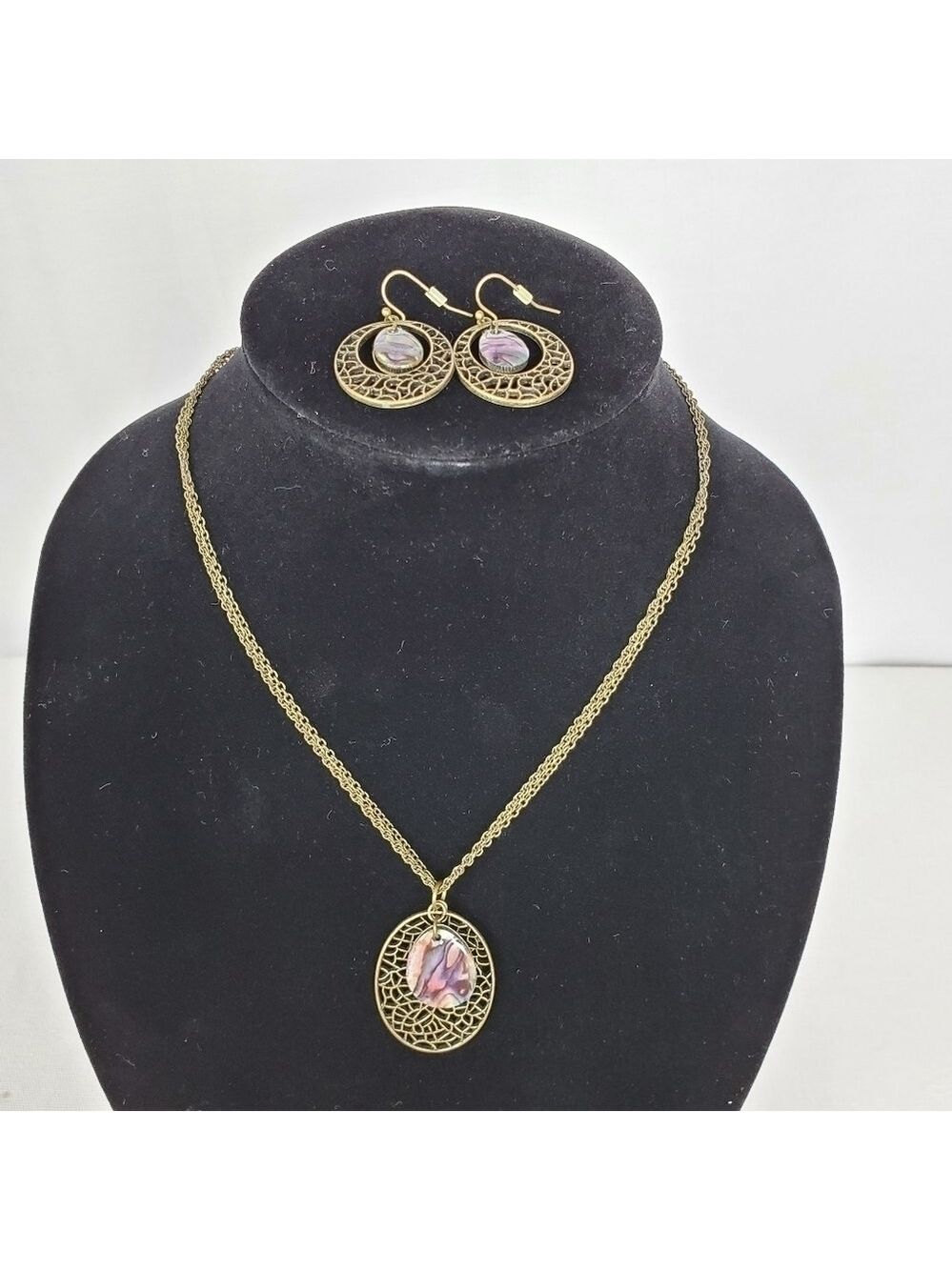 Antique bronze fashion jewelry earrings and necklace set